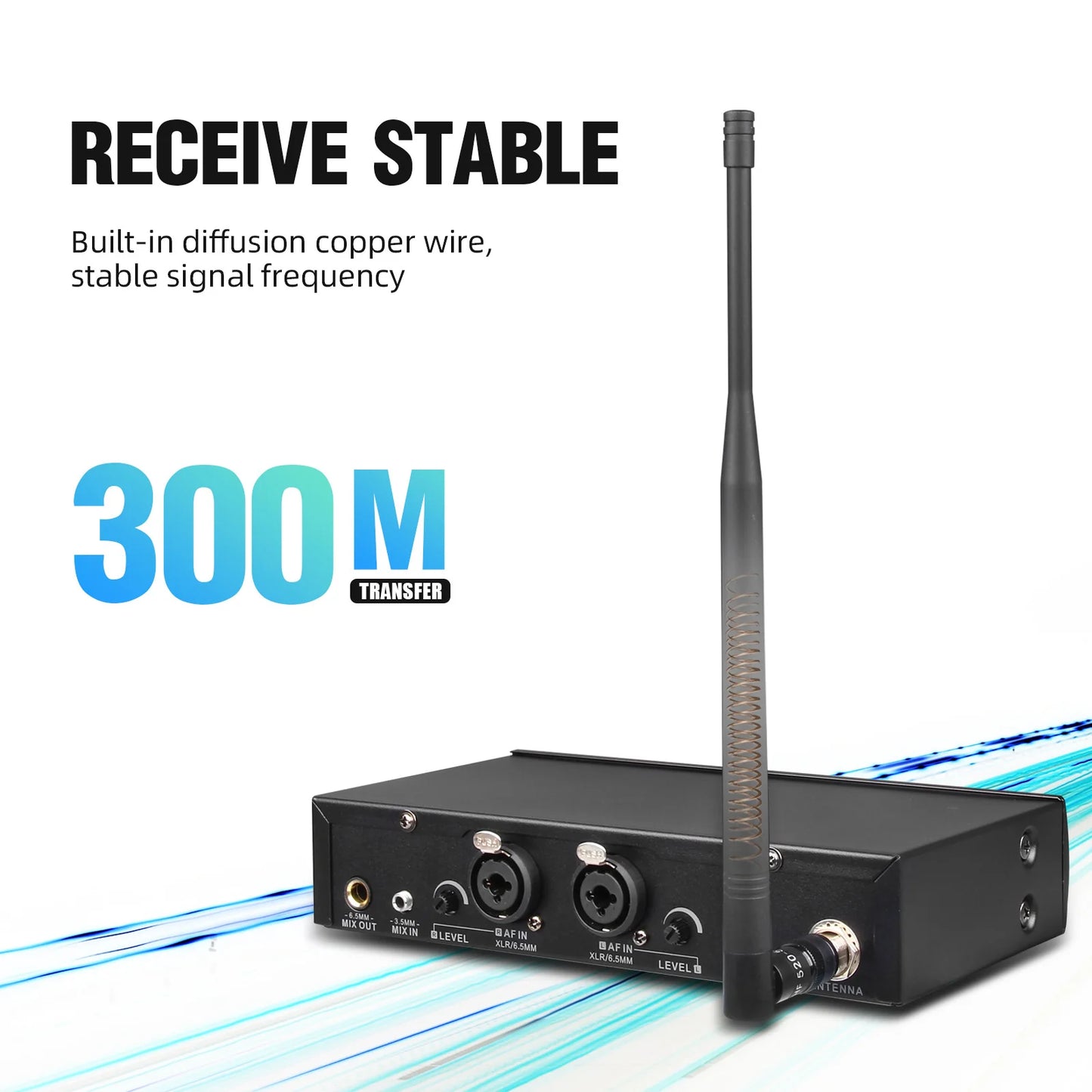 UHF Dual Channel Wireless In-Ear Monitor System for Stage Musicians, PRO ER-102, D Debra Audio