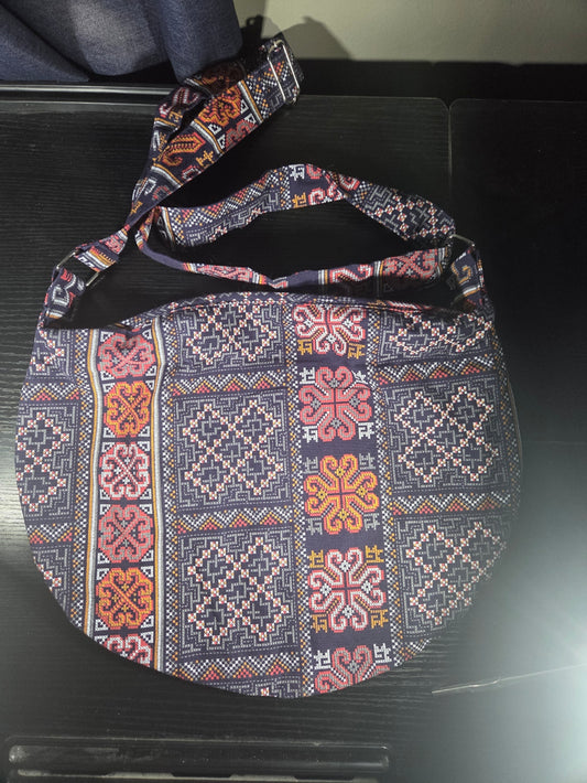 Crescent Crossbody Bag for Women, Large Boho Cotton, Lightweight, Zipper