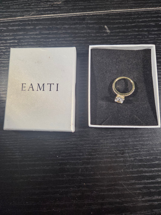 3CT Radiant Cut CZ (Cubic Zirconium) Solitaire Ring, Size 5.5, 925 Sterling Silver - EAMTI