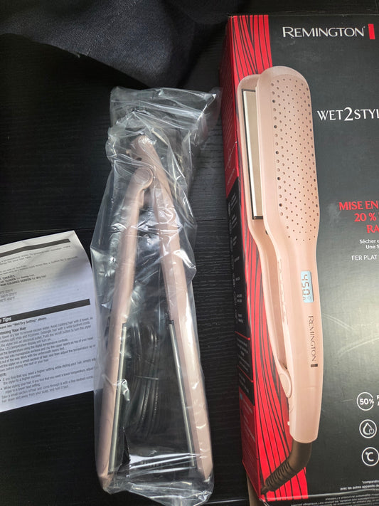 Wet2Straight Hair Straightener, 450°F High Heat, 1 3/4" Plates, Mauve Remington