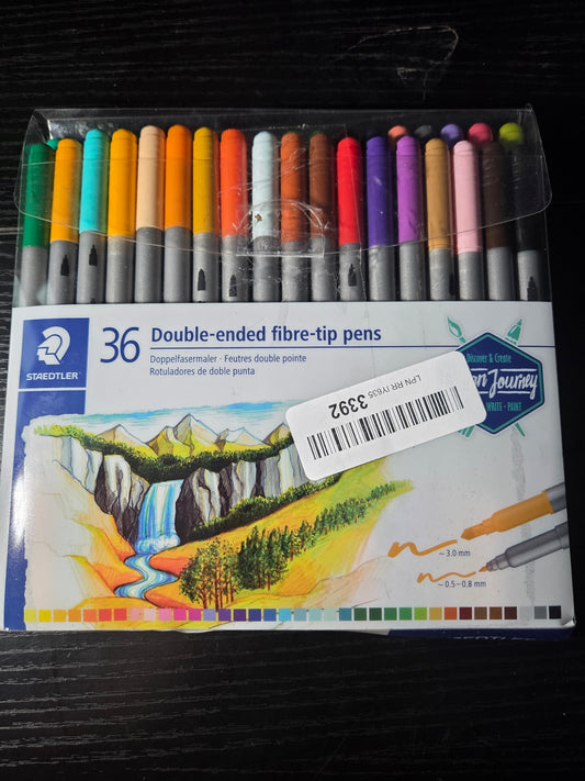 Double-Ended Fiber-Tip Pens, Washable Ink, Fine & Bold Tips, 36 Colors Staedtler
