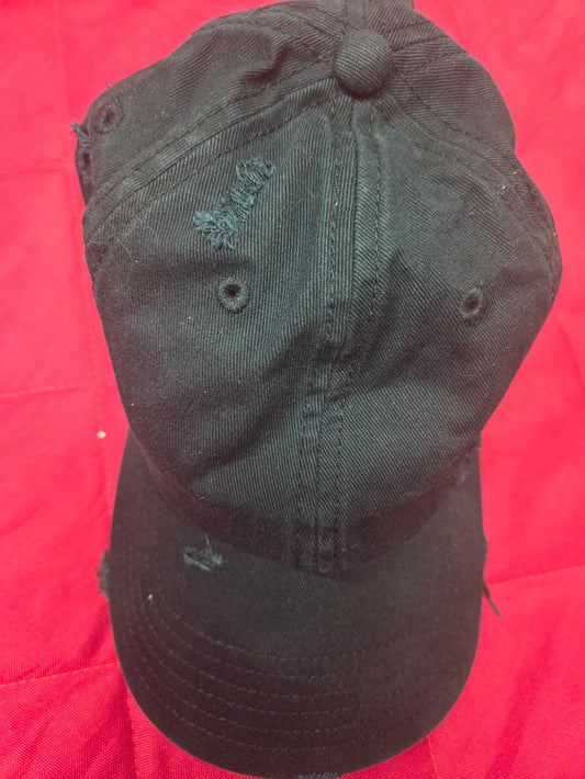 Black Vintage Distressed Baseball Cap, Ripped Low Profile Unstructured, Washed Cotton, Adjustable, FURTALK