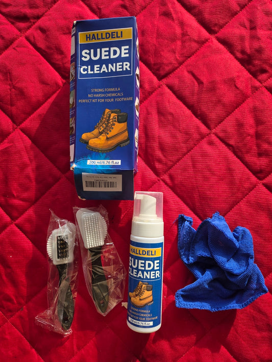 Shoe Cleaner for Suede, Nubuck, Leather, White Shoes, Removes Dirt & Stains, with Brush, 200ml