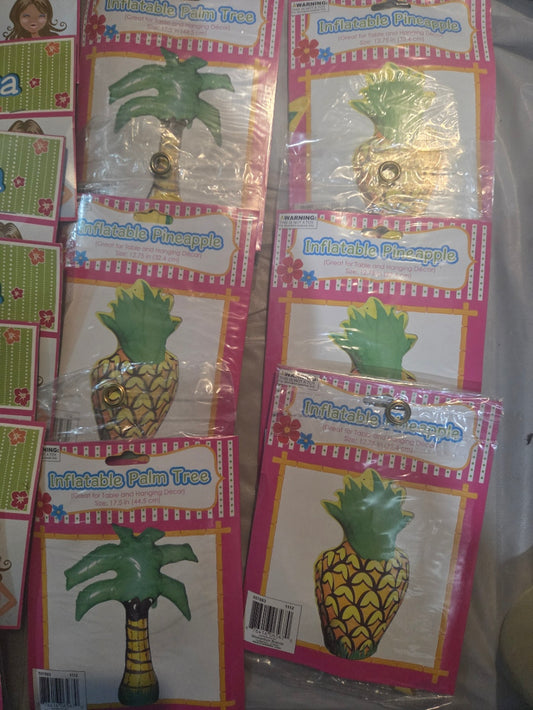 Hawaiian Luau Party Supply Lot - Hula Skirts, Inflatables, and Accessories