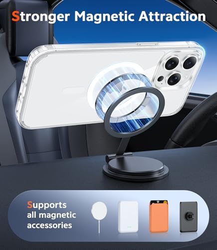 iPhone 15 Pro Case, Anti-Yellowing, Magnetic, Shockproof, Military Drop, Clear, FNTCASE