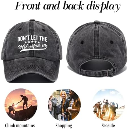 Black "Don't Let the Old Man In" Baseball Caps Adjustable Washed Dad Sun Unisex
