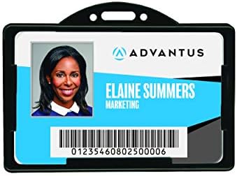 Horizontal ID Card Holder, for 3-3/8 x 2-1/8" Cards, 25 Pack, Black, ADVANTUS