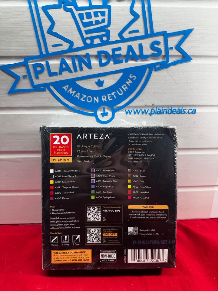 Arteza Oil-based Bullet nib Markers- 20 Piece (18 colors)