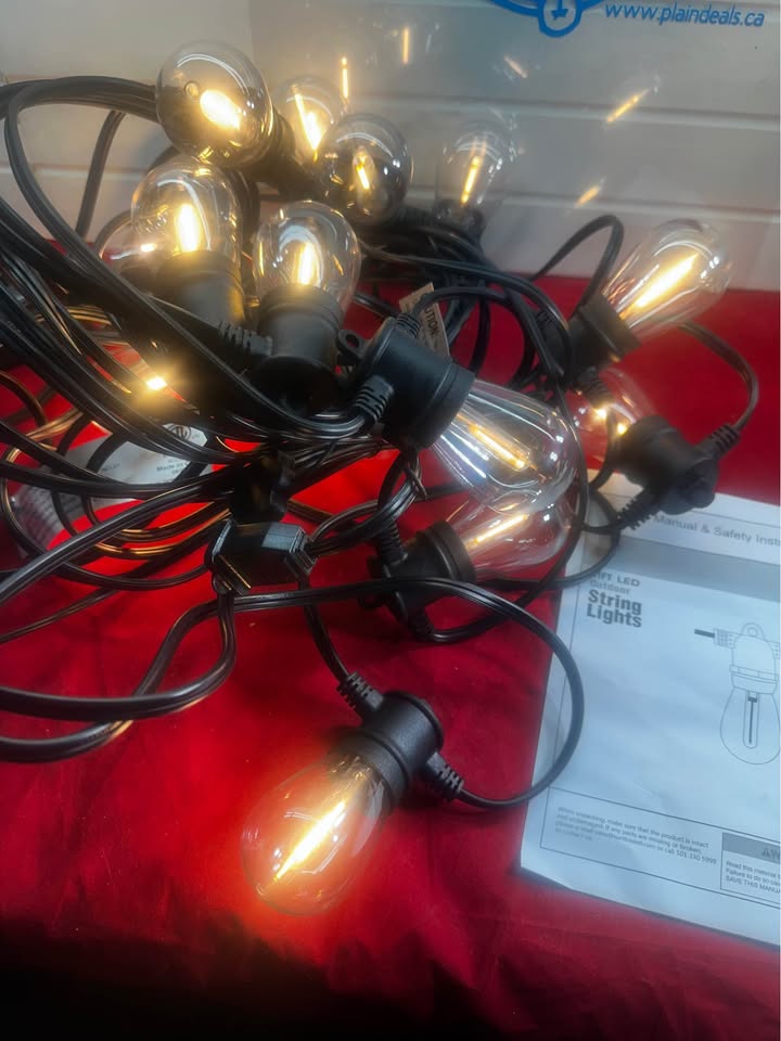51FT Outdoor String Lights, 18 Shatterproof LED Bulbs, Waterproof Patio Lights, Black, Banord