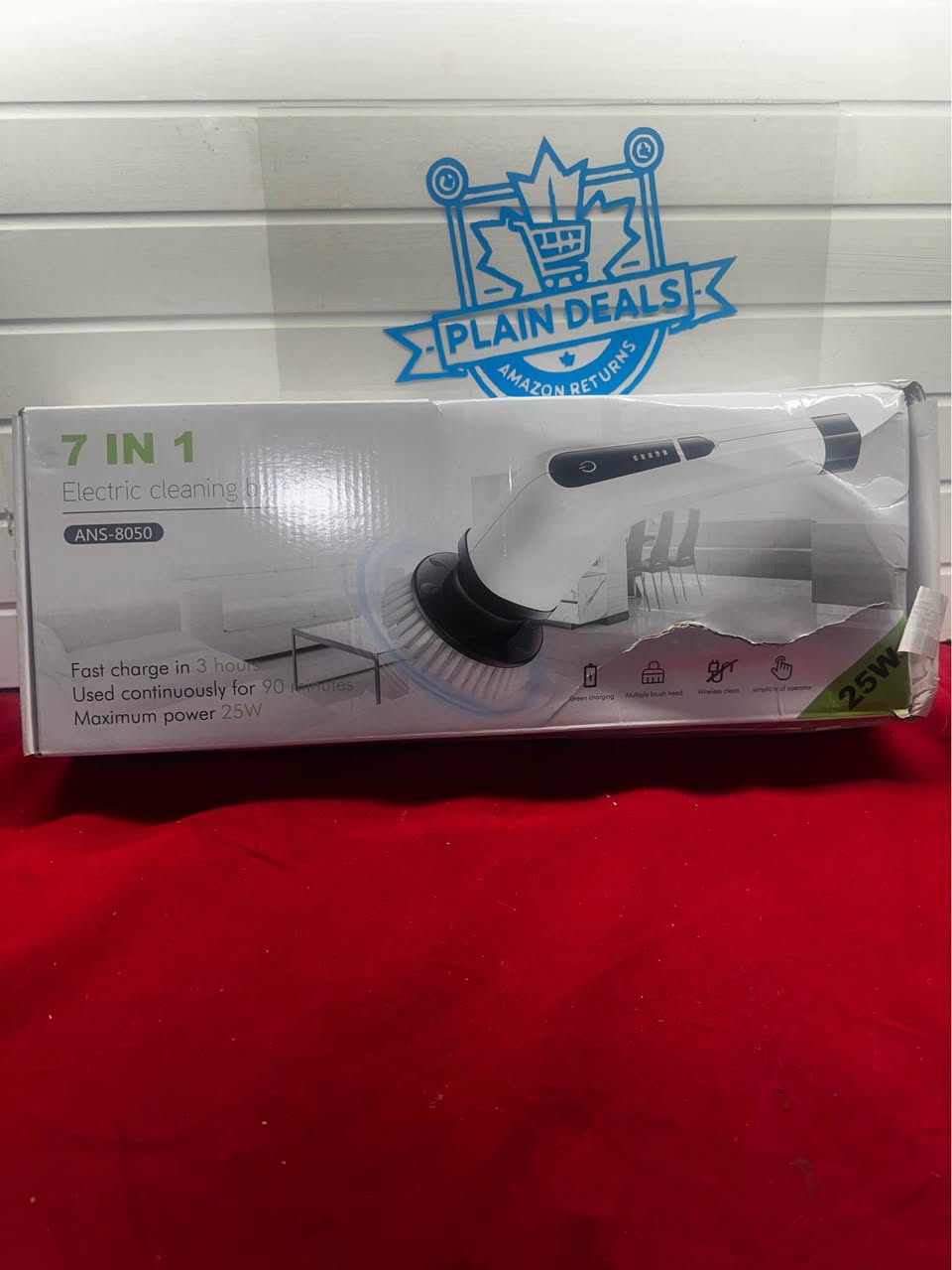 New Electric Spin Scrubber ANS 8050, Electric Bathroom Scrubber with 7 Replaceable Brushes 25W