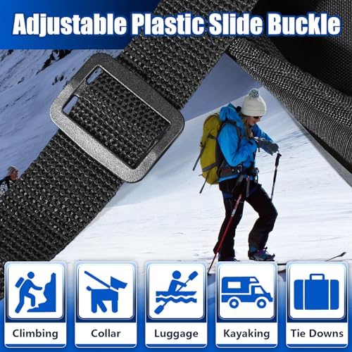 32mm Tri-Glide Sliders, 50 Pcs Adjustable Buckles for Backpacks & Belts, Black