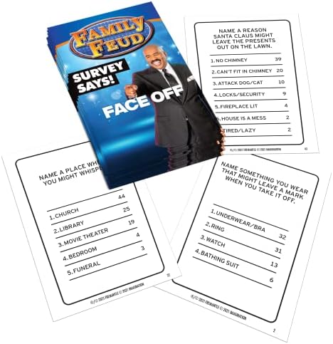 Family Feud Survey Says : 150 Question Cards, 50 Fast Money Cards, App with Sound Effects