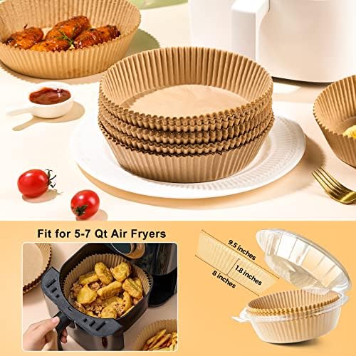 Air Fryer Paper Liners Disposable 100 Pcs 8In Food Grade for 5-8 QT Baskets