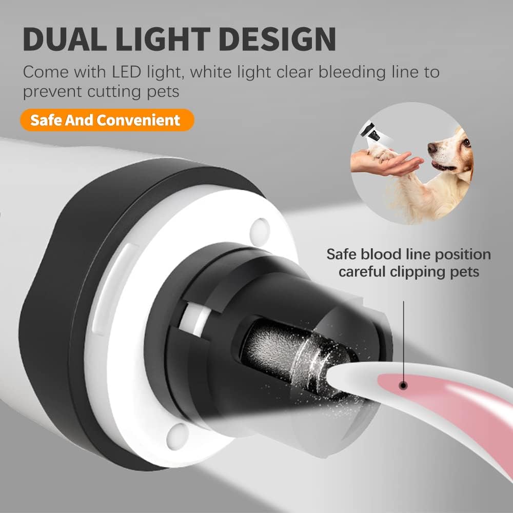 slaixiu Dog Nail Grinder, 2-Speed Electric, Quiet, 2 LED Lights, for Dogs