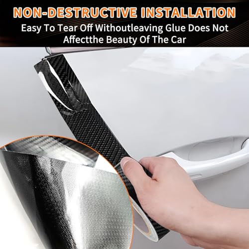 Car Door Sill Protector, Carbon Fiber Thickened Tape, 2x394in, Black