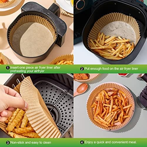 Air Fryer Paper Liners Disposable 125Pcs 8In Food Grade for 5-8 QT Baskets