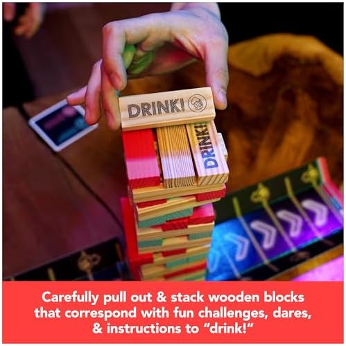 Chug O War Tumbling Tower : Adult Party Game, 1-4 Players