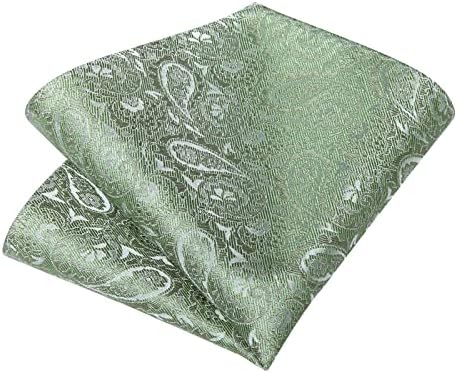 Ties Men's Paisley Silk Set w/ Pocket Square, Cufflinks & Tie Clip DiBanGu