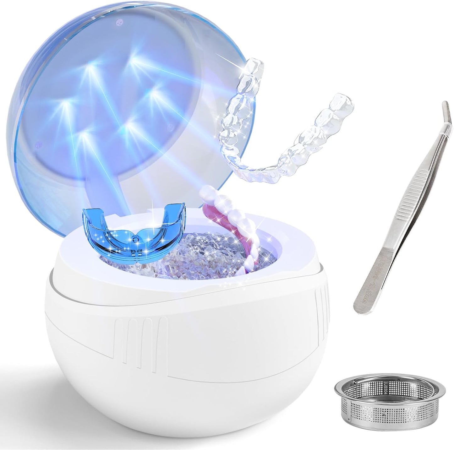 Nalax Ultrasonic Cleaner, 45kHz, Dentures, Aligner, Retainer, 4 Modes, 6 LEDs
