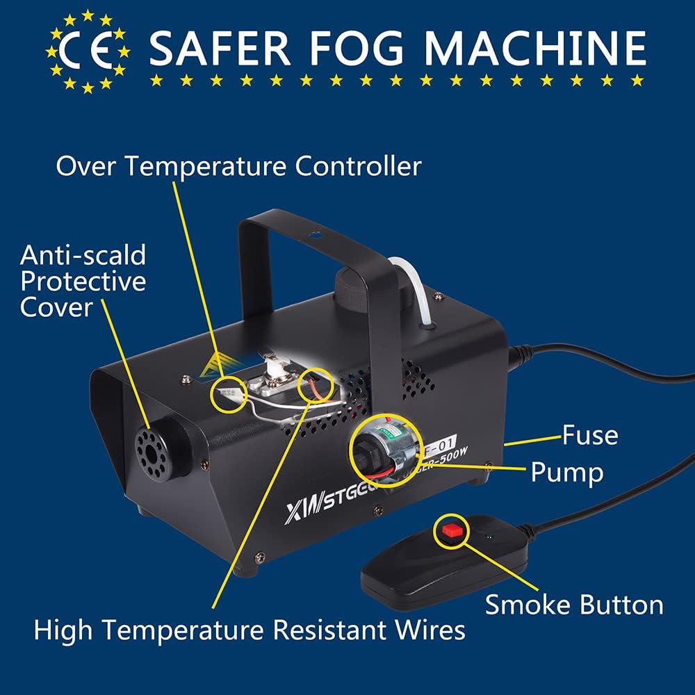 500W Halloween Fog Machine, Portable Smoke Maker for Parties with Dual Temp Controllers