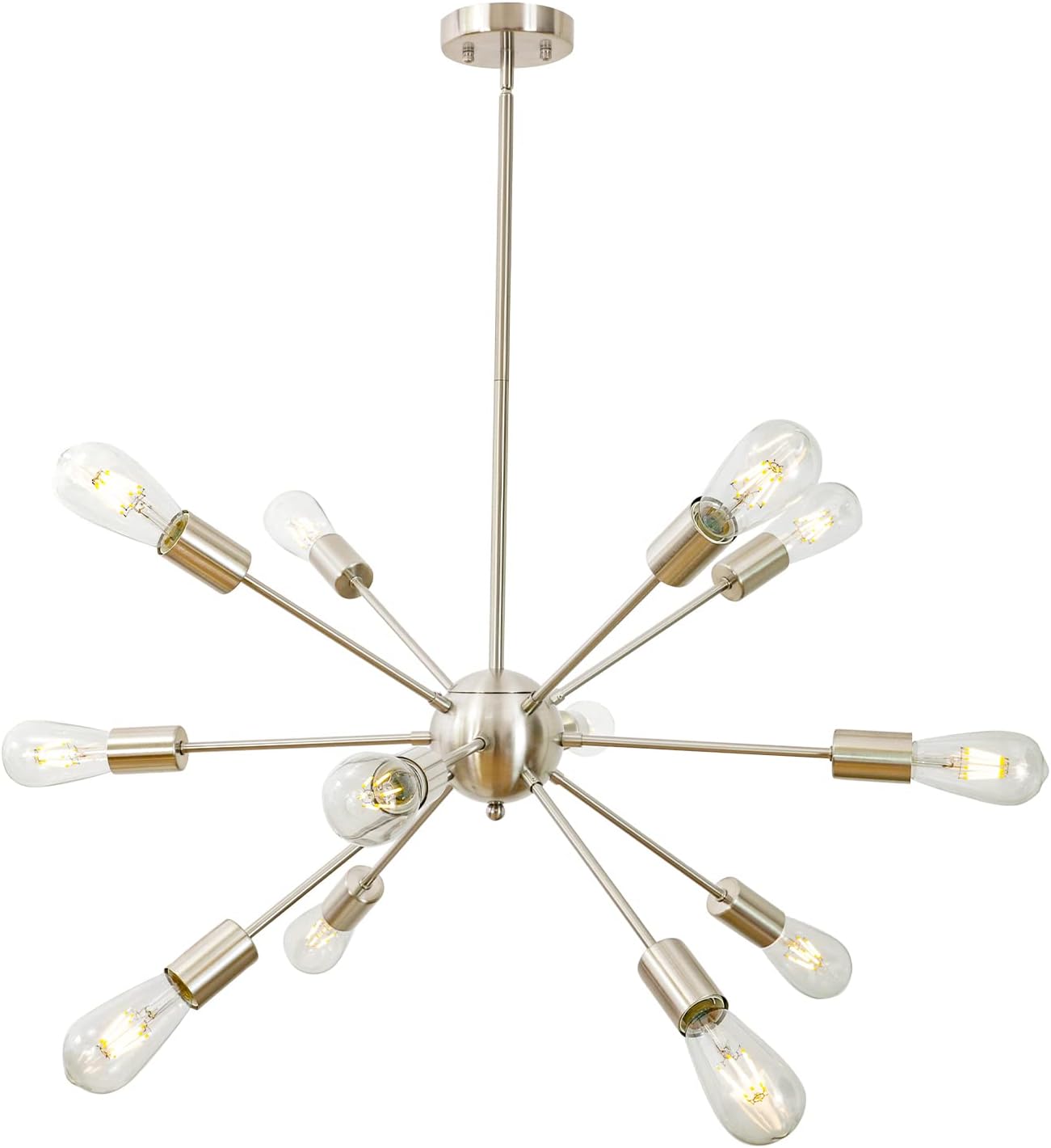 NEW Bonlicht Sputnik Chandelier 12 Lights Brushed Nickel Modern Pendant Lighting 12SN
