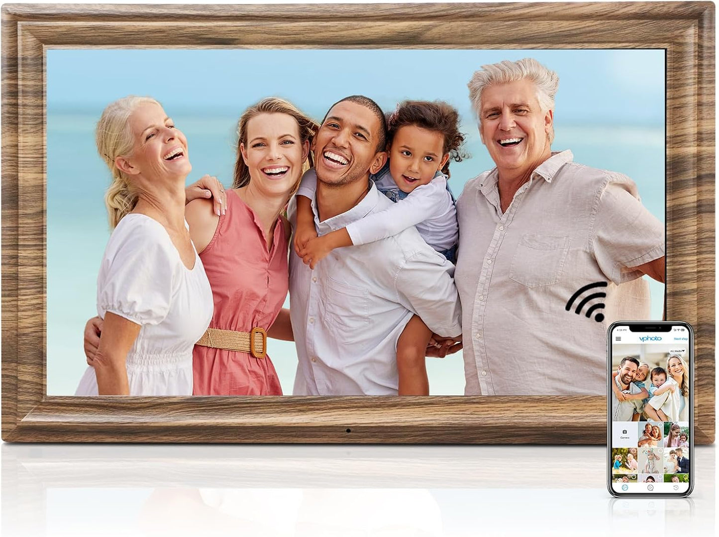 16 Inch Digital Photo Frame, Share via App, 32GB Storage, Motion Sensor, Wall Mountable