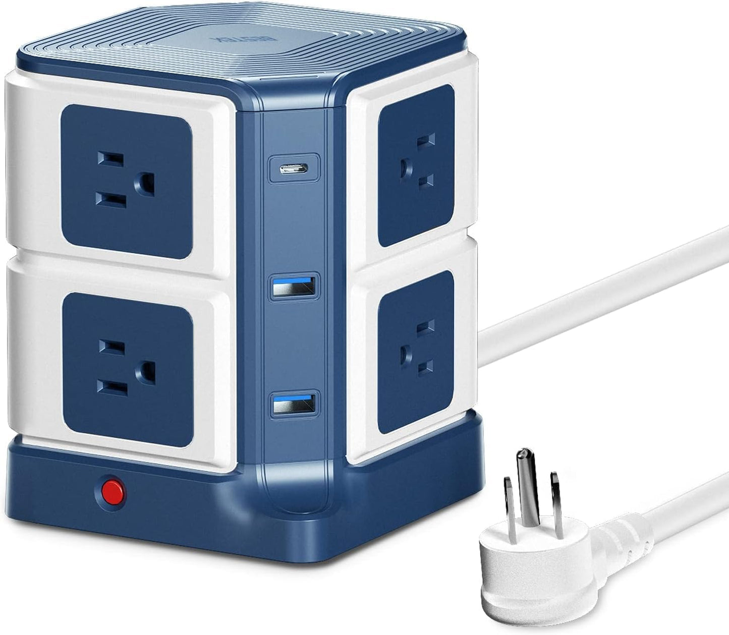 BESTEK USB Power Strip, 8-Outlet Surge Protector, 1500 Joules, 40W/8A, 6 USB Ports, ETL Listed