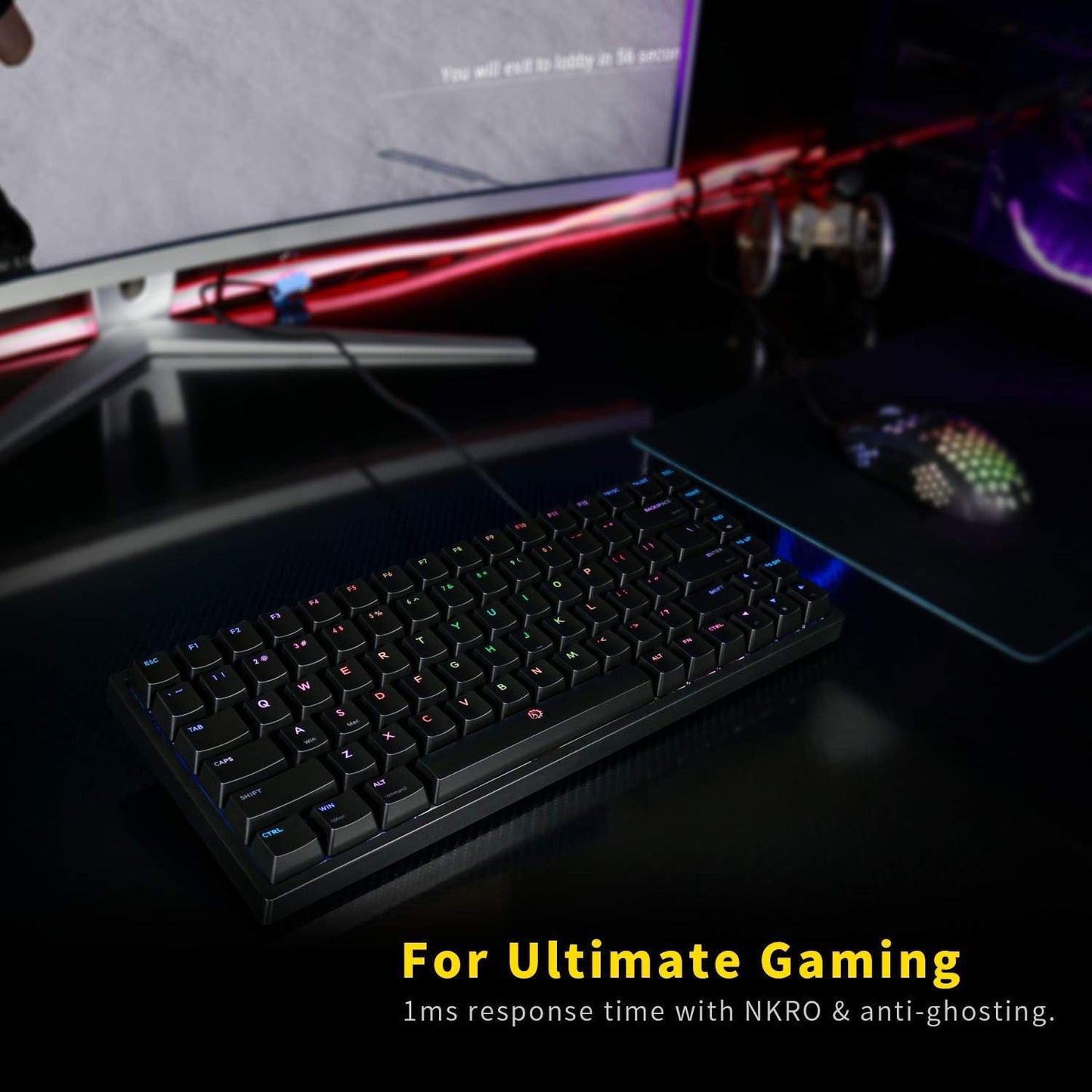 New Mechanical Gaming Keyboard, Drevo Gramr V2 TE, 84 Key, RGB, TKL 75% USB Wired, Black Switch