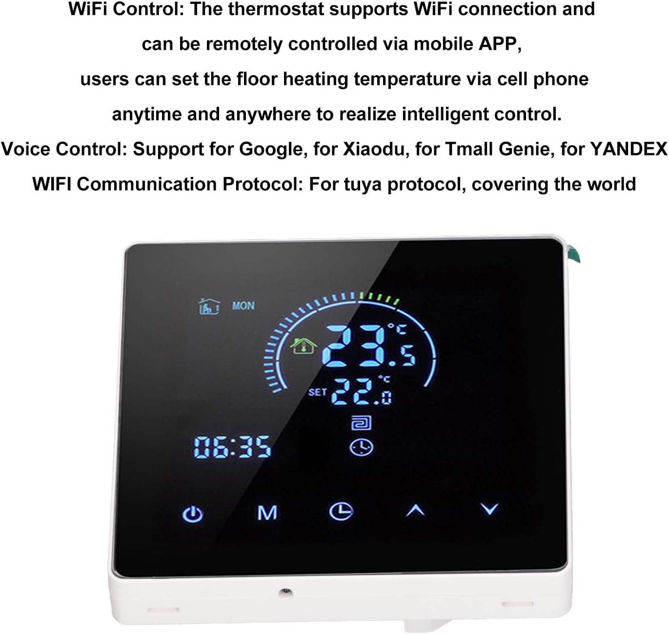 Wifi Thermostat, Digital Touchscreen Display AC 90V to 240V, White K2H