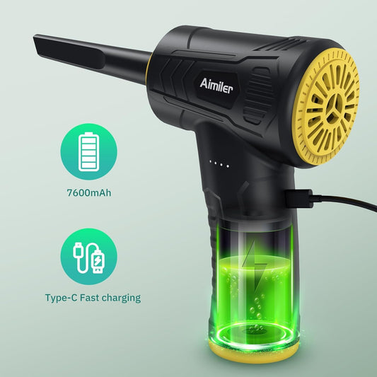 AIMILER Compressed Air Duster, 3 Speeds, 150000RPM, 7600mAh, Reusable, Cordless