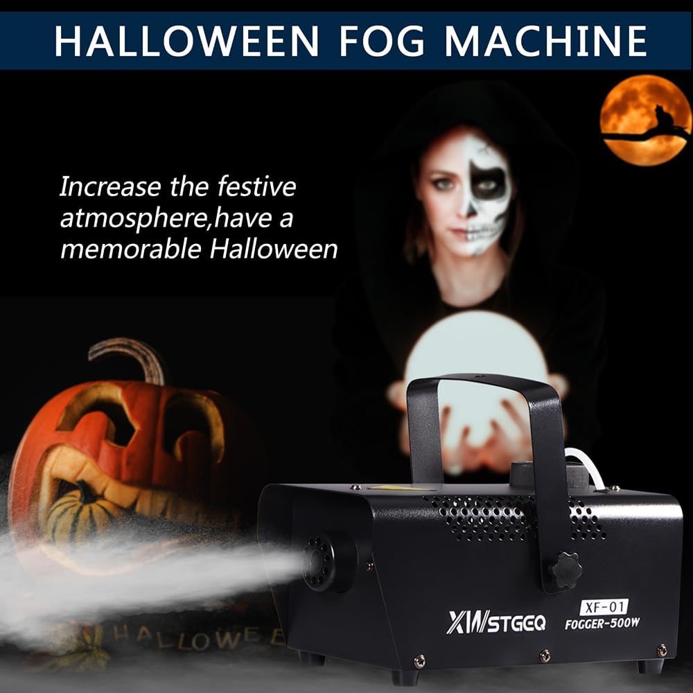 500W Halloween Fog Machine, Portable Smoke Maker for Parties with Dual Temp Controllers
