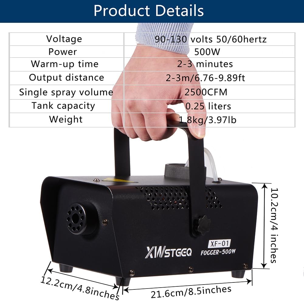 500W Halloween Fog Machine, Portable Smoke Maker for Parties with Dual Temp Controllers