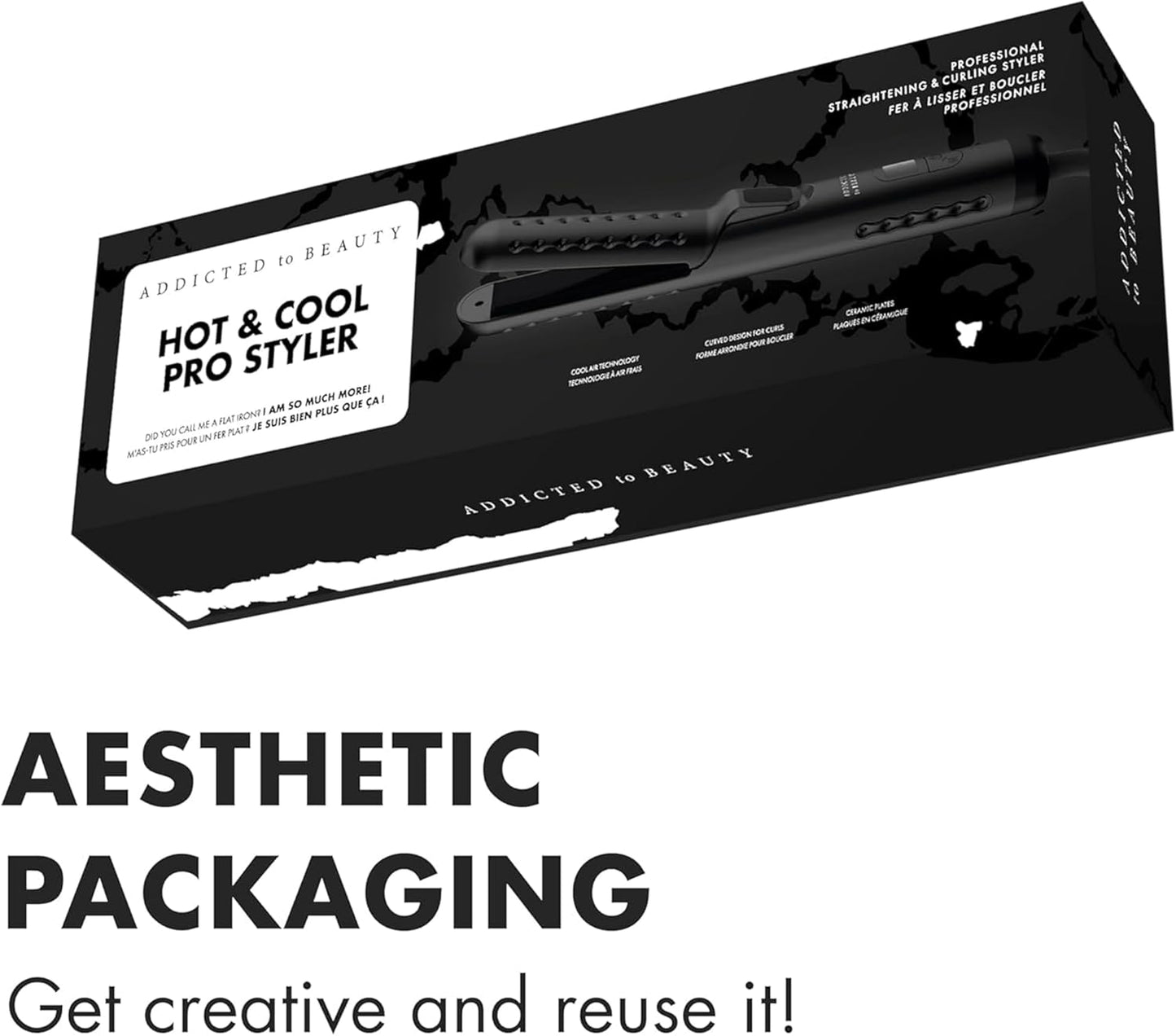 New 2-in-1 Hot & Cool Curling Iron, Ceramic Wand, Adjustable Temp, Auto-Off, Long Cord