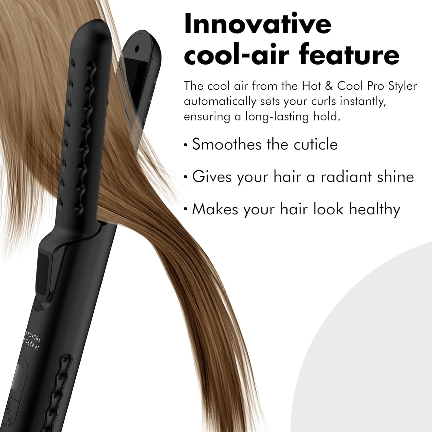 New 2-in-1 Hot & Cool Curling Iron, Ceramic Wand, Adjustable Temp, Auto-Off, Long Cord