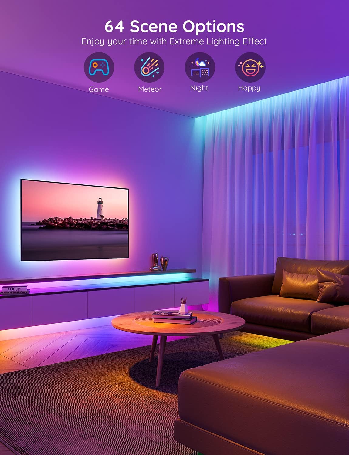 New Govee RGBIC LED Strip Lights, Segmented App Control, Music Sync, 32.8ft (2 x 5 m rolls), H6126