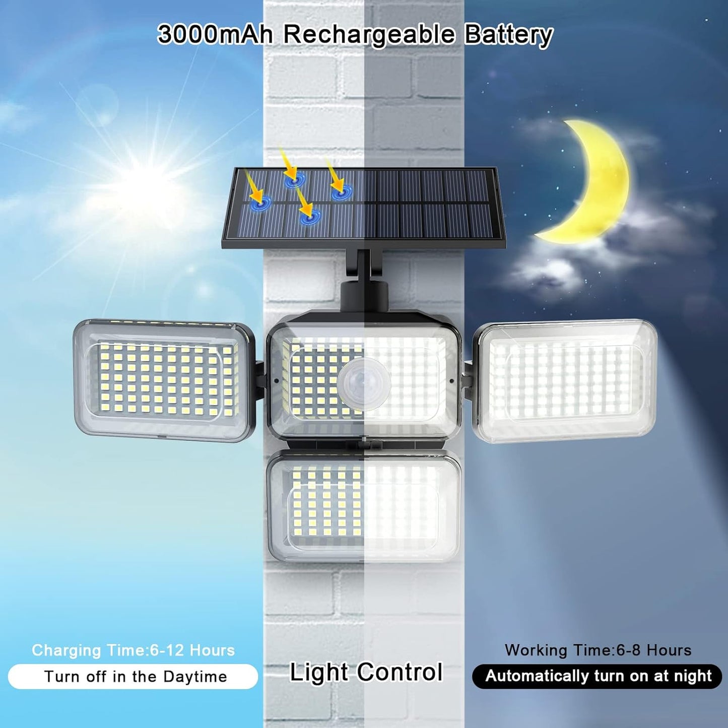 Outdoor Solar Motion Sensor Lights, Waterproof, with Remote for Patio/Yard/Garden, 2 Pack