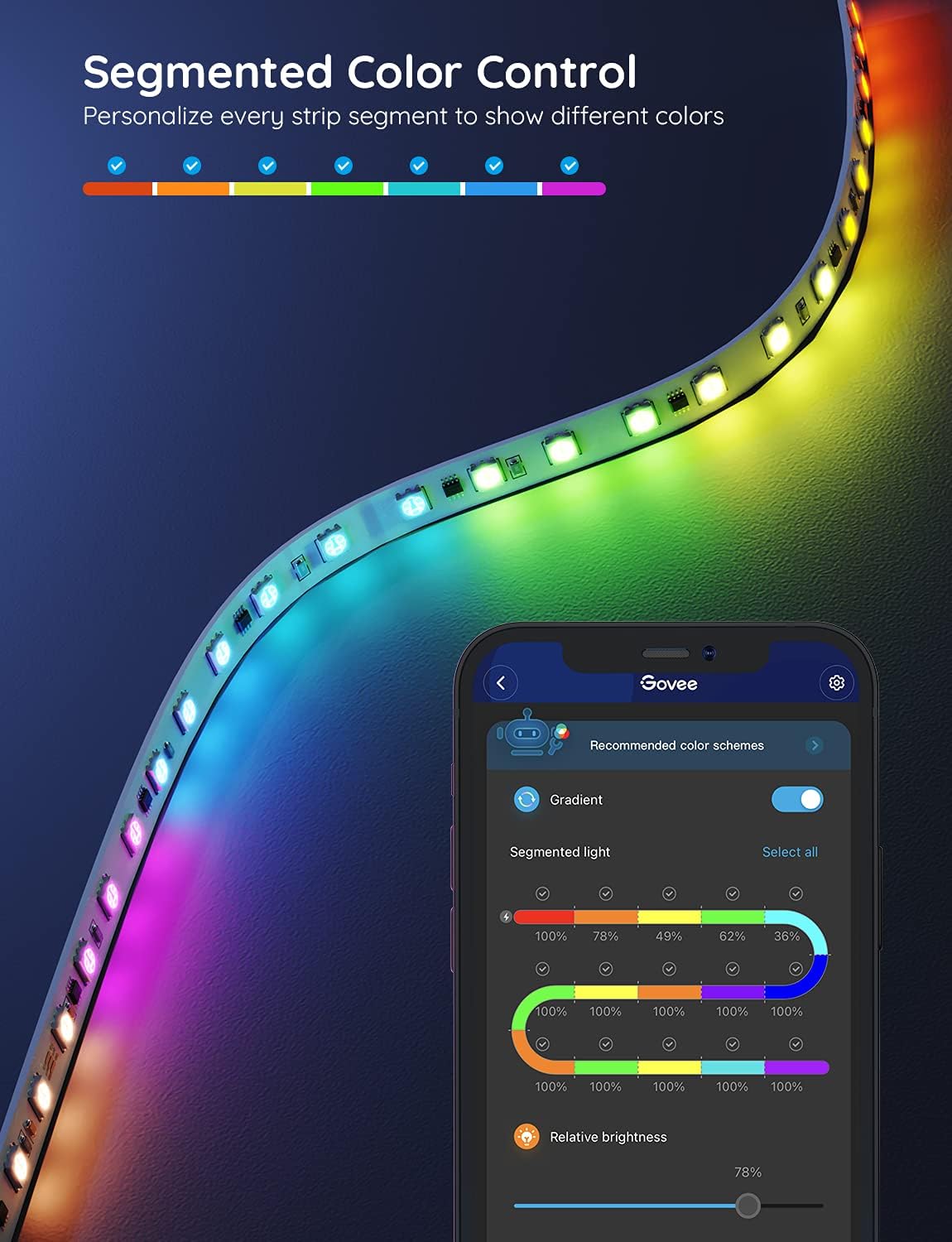 New Govee RGBIC LED Strip Lights, Segmented App Control, Music Sync, 32.8ft (2 x 5 m rolls), H6126