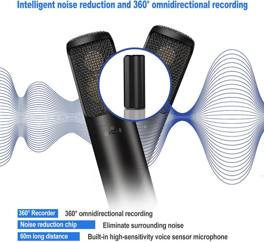 32GB Voice Recorder with AI Triple Noise Reduction, 300-Day Standby for Lectures, Meetings