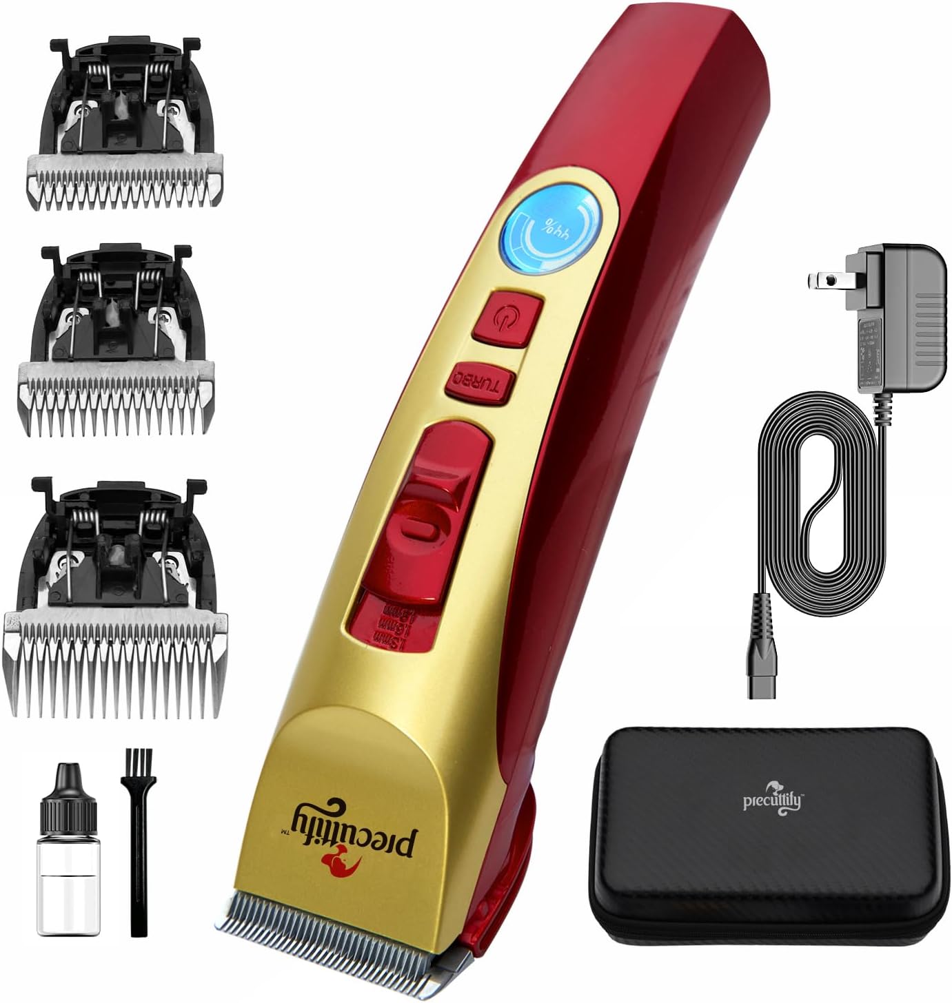 Dog Clippers, Professional, 2-Speed, Low Noise, Rechargeable, for Thick Coats, Precuttify
