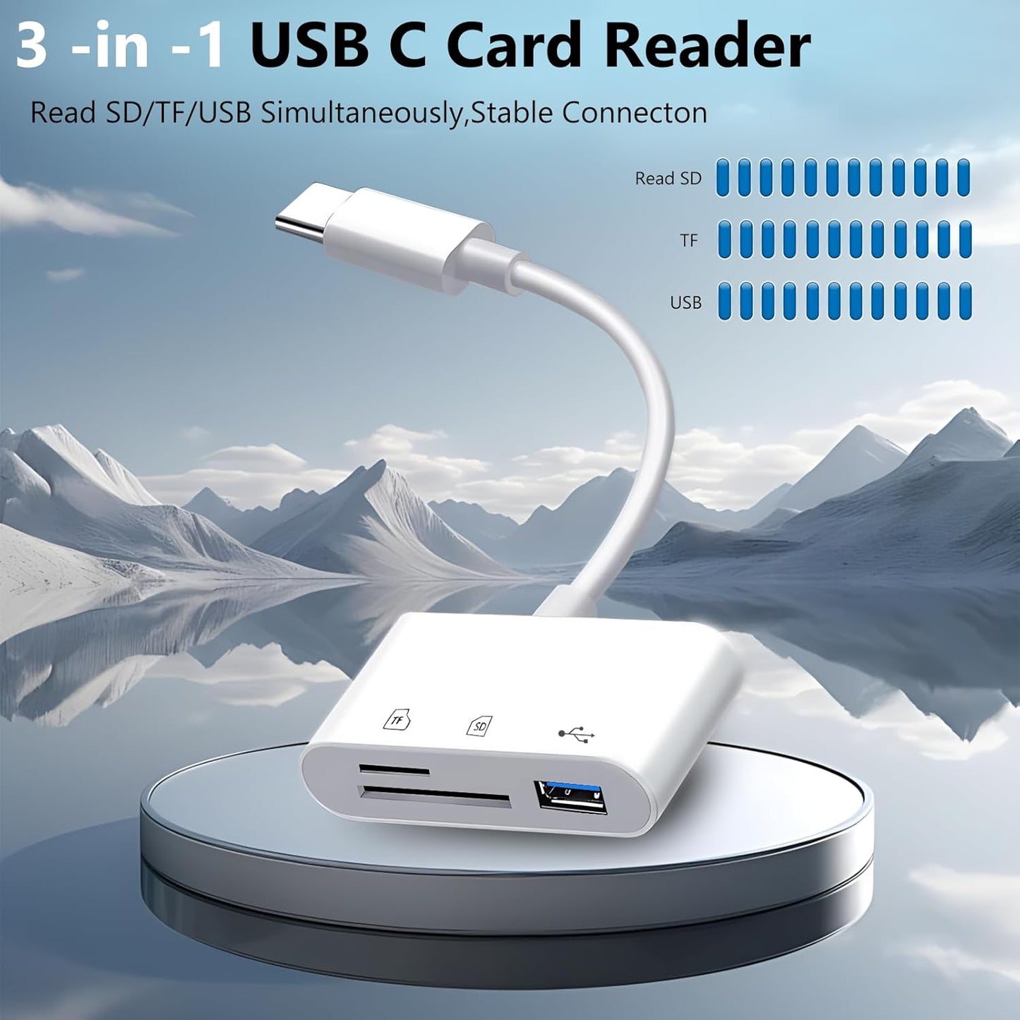 USB C to USB OTG Adapter, 3 in 1, SD/TF Card Reader, Camera Adapter