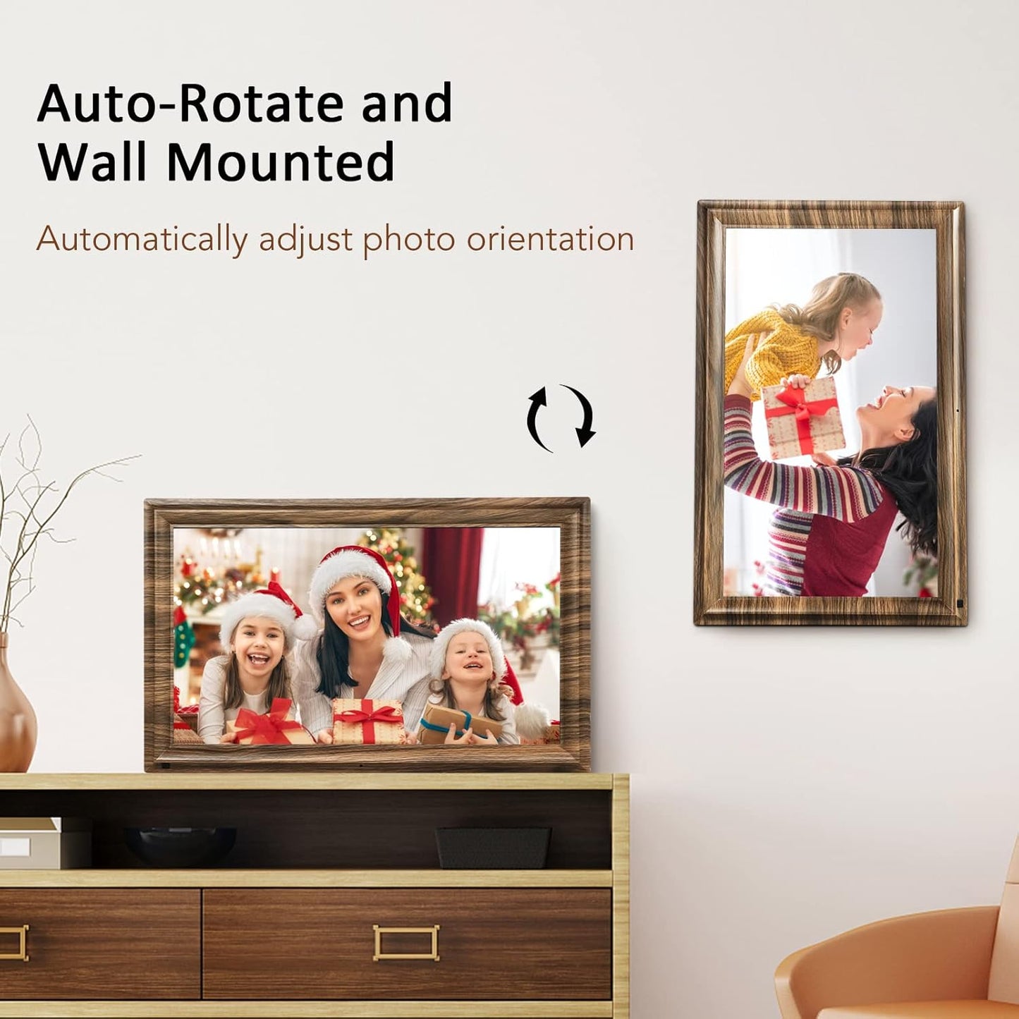 16 Inch Digital Photo Frame, Share via App, 32GB Storage, Motion Sensor, Wall Mountable
