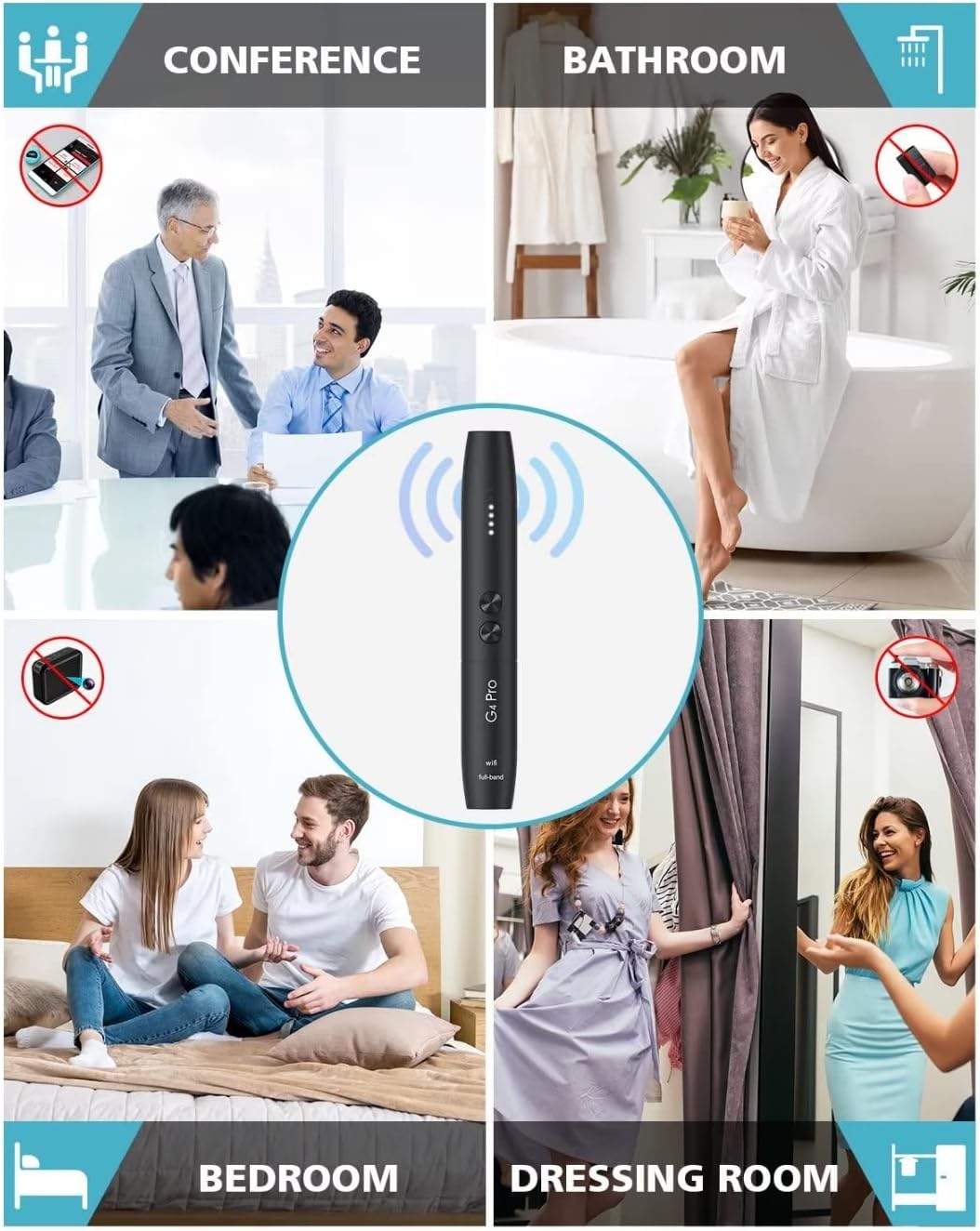 Jepwco G4 Pro Anti Spy Detector, for Camera, Bug, 5 Levels, 25H Working Time, Pen Shape