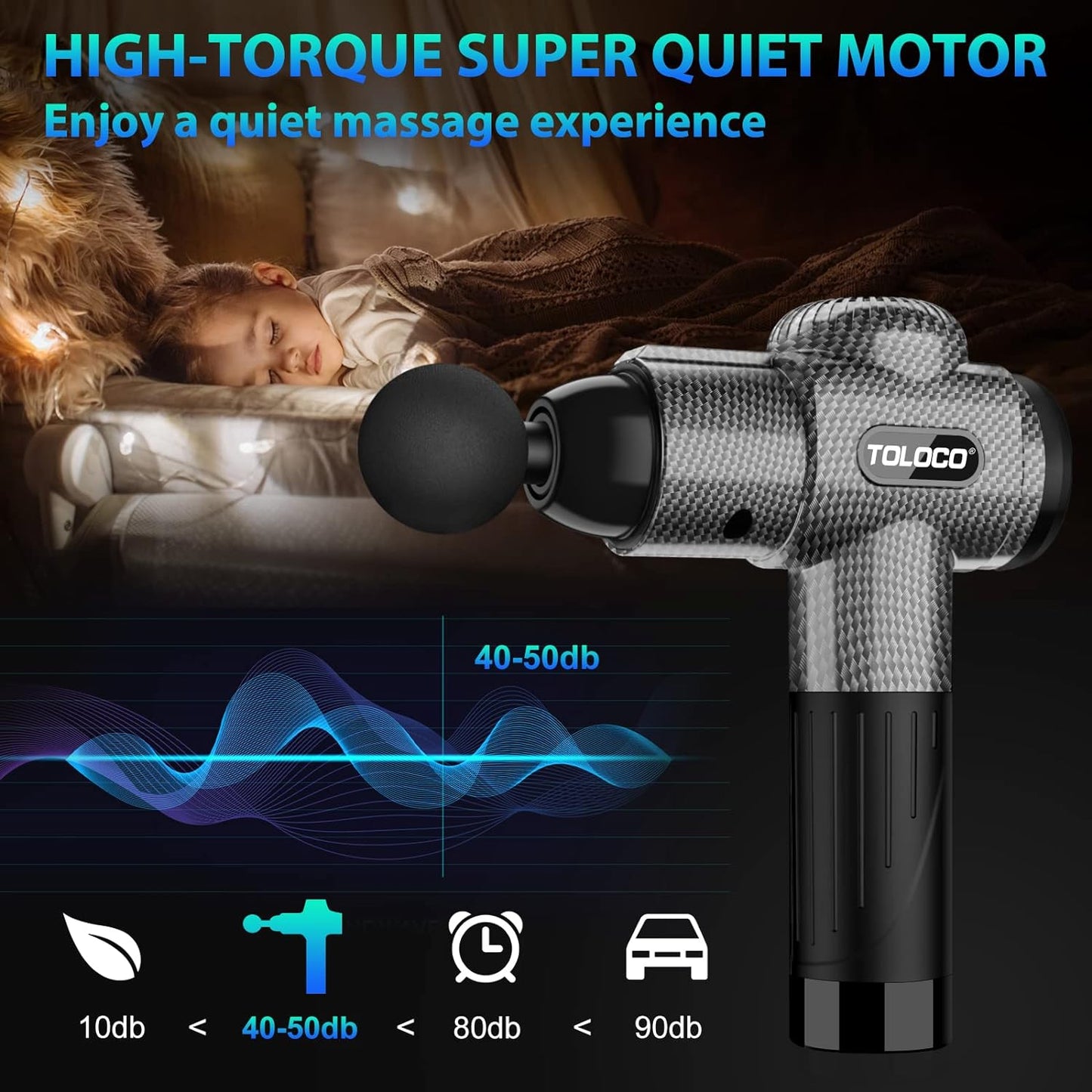 New Massage Gun, Deep Tissue, 10 Heads, Silent Motor, Pain Relief, TOLOCO
