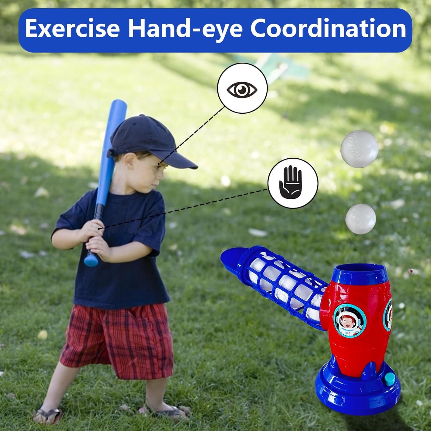 Automatic Baseball Launcher & T-Ball Pitching Machine, Kids T-Ball Set, Batting Tee, 8 Balls, NCXSL