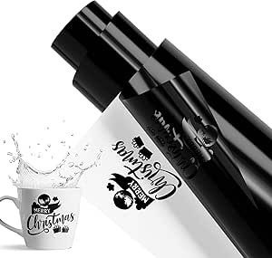 Black Permanent Vinyl, 12" x 15FT, Glossy, Adhesive, for Cutting Machine, DIY, EPRCUT 1
