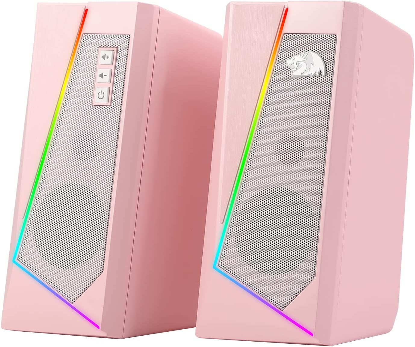 RGB PC Gaming Speakers w/ 6 LED Modes, USB Powered & 3.5mm Jack, Pink, GS520, Redragon