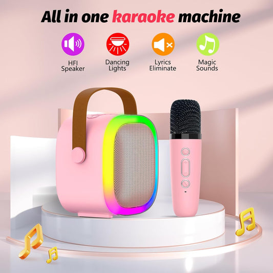 New Kids Karaoke Microphone, Small and Portable wireless Machine, Voice Changing, Pink Toy