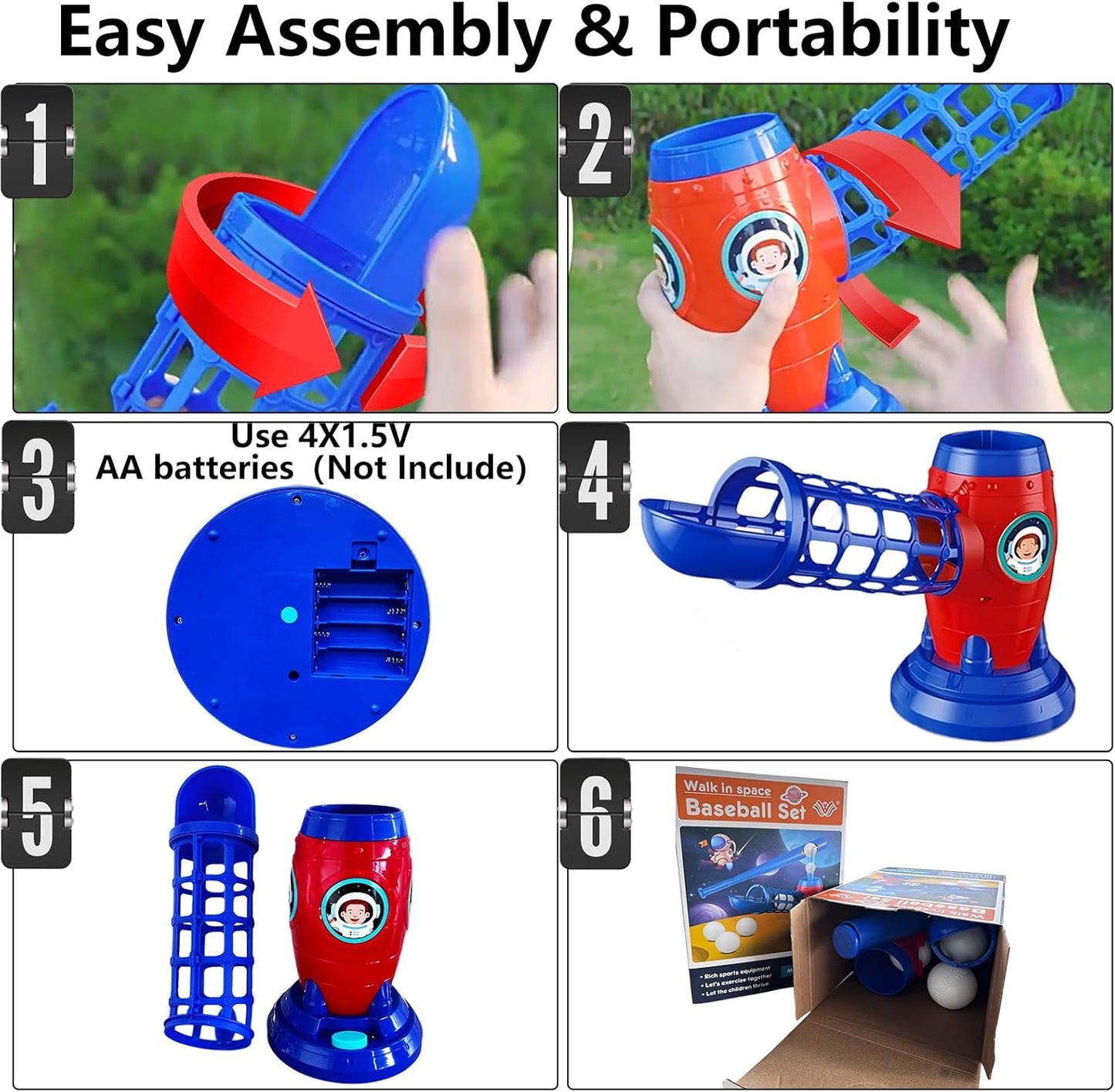 Automatic Baseball Launcher & T-Ball Pitching Machine, Kids T-Ball Set, Batting Tee, 8 Balls, NCXSL