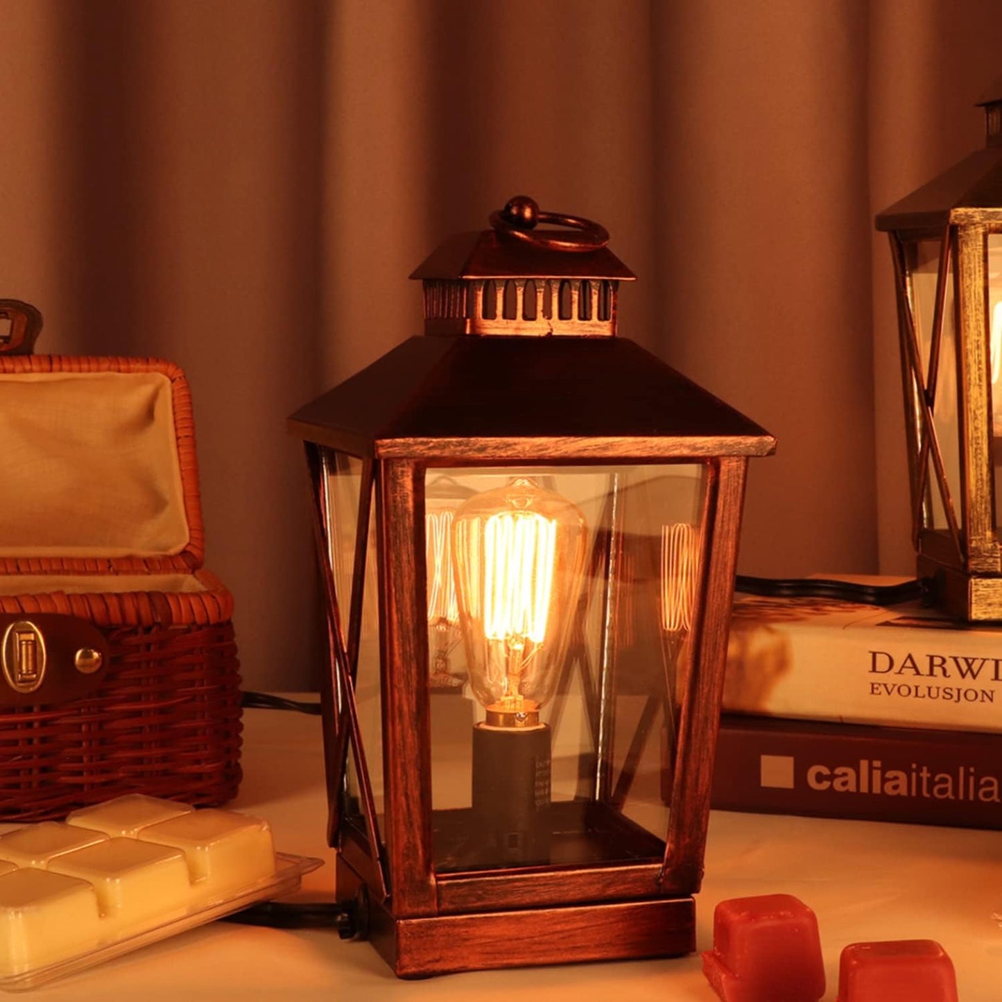 New Electric Wax Melt Warmer, Wax Burner with 40W Edison Bulb - Red Bronzed ARVIDSSON