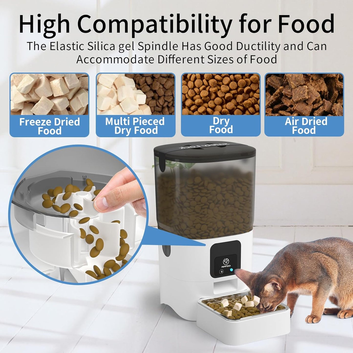 New PAPIFEED Smart Pet Feeder, WiFi, APP & Alexa Control, Detachable, 1-30 Meals, 6L - Cats, Dogs